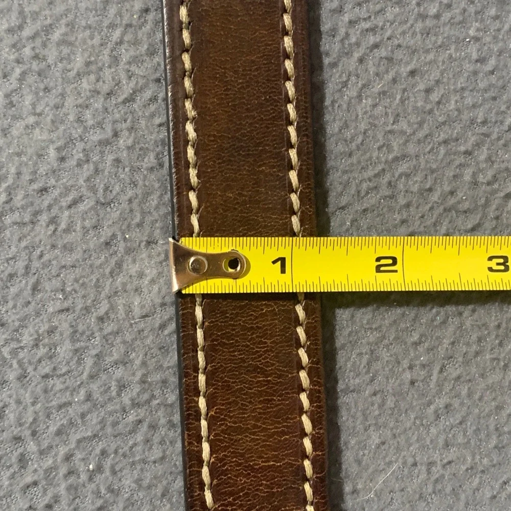 Tommy Hilfiger Mens XL Brown Leather Belt Solid Brass Buckle Grunge Rustic‎
